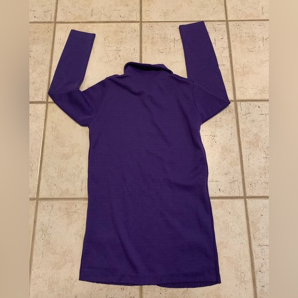 VINTAGE 60s/70s Purple Ribbed Zip-Up Tunic Sweater Dress | Full Zip Coatigan M - Picture 2 of 5